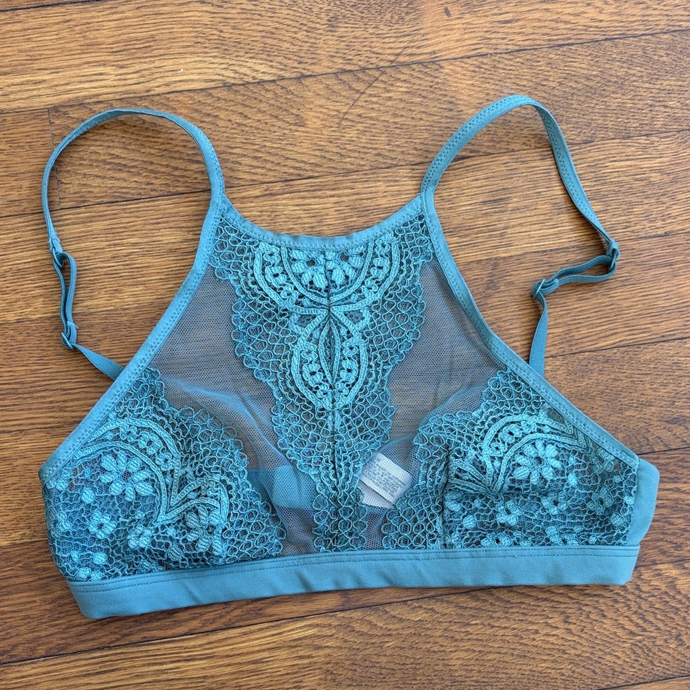 Victoria's Secret Teal Lace High-Neck Bralette